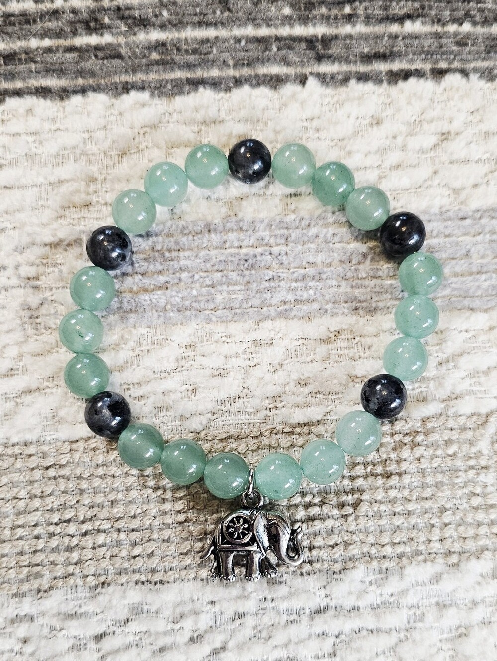 Elephant Charm Adventurine Obsidian Gemstone Bracelet